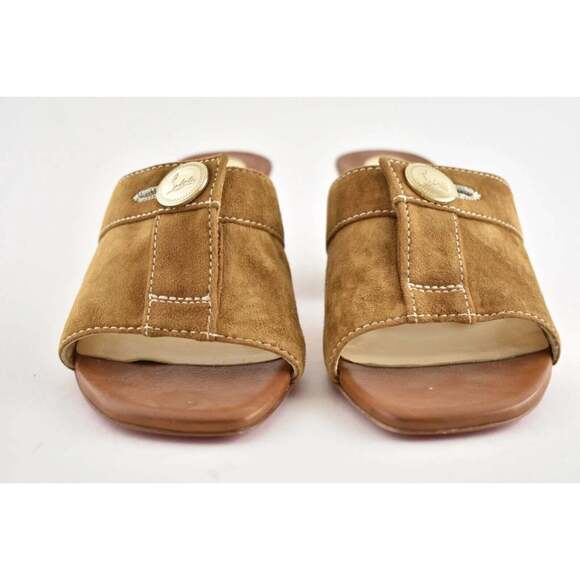 Christian Louboutin Dechirago 55 Safari Brown Suede Mule Block Heel Sandal 35.5 - Picture 6 of 12